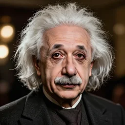 A photo of Albert Einstein with makeup that makes him look like an anime character, highly detailed, trending on artstation, bokeh, 90mm, f/1.4