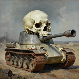 oil painting of 1 9 7 8 world infecting skull panzers with chewed rusted treads in dystopia muted colors, bones, by alberto bontempi, by francesco blanc 1 9 7 1, richard m powers landscape, wayne d barlowe, mike ploog, horror by enric torres, by jack gaughan, simon bisley & boris vallejo, hyper realism,