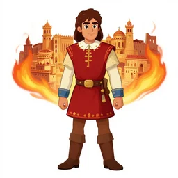 spanish Francisco Pizarro with a burning Inca city behind him, Video game character design , 2d game fanart behance hd by Jesper Ejsing, by RHADS, Makoto Shinkai and Lois van baarle, ilya kuvshinov, rossdraws global illumination