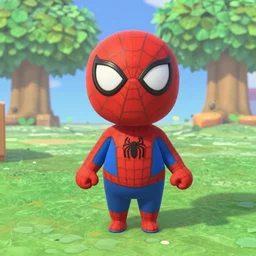 Film still of Spider-Man, from Animal Crossing: New Horizons (2020 video game)