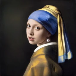 selena gomez as the girl with a pearl earring, a variation painting