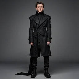 tom holland, portrait of a tom holland wearing rick owens clothing, rick owens drkshdw, darkwear look and clothes, we see them from feet to head, highly detailed and intricate, luxury, outfit photo, trending on r / streetwear, detailed face