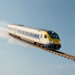 a train flying on the sky