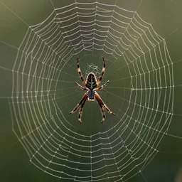 close-up photograph of a spider web, depth of field, f1.8