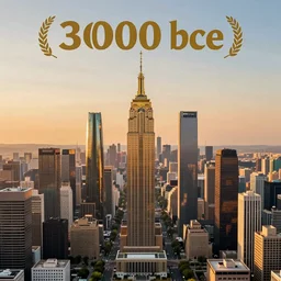 [ cityscape ]! in the year [ 3 0 0 0 bce ]!, 4 k photorealistic! photography, award winning art, [ 4 k ], golden ratio!!, [ symmetrical ]!!