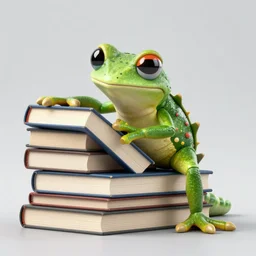 the geico gecko, crushed by a stack of books, photorealistic, studio 4 k