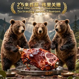 steamed hams but with bears, the characters in the scene steamed hams are bears, digital artwork, fine detail, bears