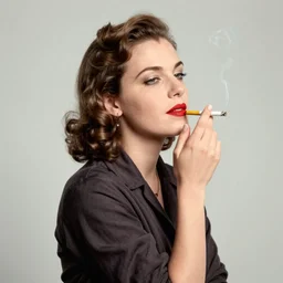 a 1 9 2 0 s portrait of a young woman smoking a cigarette