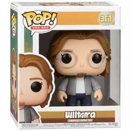 a funko pop of german young man with long light brownish hair a very short goatee and light round glasses wearing a gray hoodie and a white tshirt, in a funko pop box that says ultra