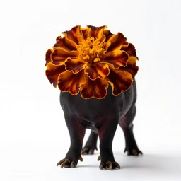 melanistic marigold, photorealistic wildlife photography, full body, isolated on a pure white background, centered, entire subject in frame, sharp focus, soft studio lighting