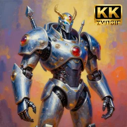 king, chrome robot, matte oil painting, retrofuturistic, colorful, concept art, science fantasy, mutant, rpg, epic, dungeons & dragons, sharp focus, award - winning, extremely detailed, 4 k, 8 k