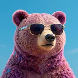Bear in sunglasses.digital art.high quality.high accuracy.psychedelic style.