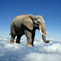 flying elephant in the clouds by Salvador dali