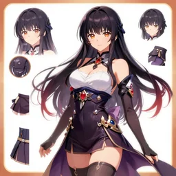 An anime character reference sheet of a sexy anime sorceress, SFW, trending on artstation