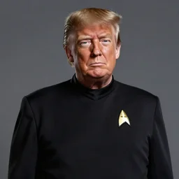 portrait of donald trump wearing a starfleet captain's outfit, star trek uniform, dressed like picard, matte painting, extreme detail, trending on artstation, by isaac levitan and asher brown durand,