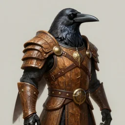 an ancient crow dressed with a wooden armor, by justin gerard and greg rutkowski, digital art, realistic painting, dnd, dungeons & dragons, character design, trending on artstation