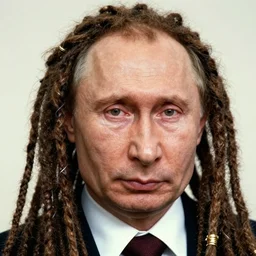 a picture of vladimir putin with dreadlocks, portrait, close up, colorful, ektachrome, f / 2 2