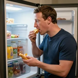 Mark Zuckerberg gets caught  eating food out of the fridge at 3 am
