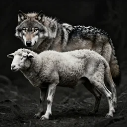 photo of wolf with sheeps body highly detailed edgy artwork