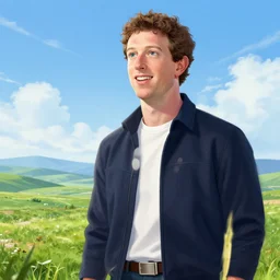 concept art of !!mark zuckerberg!! as a dragon ball character, beautiful landscape, 4k anime character illustration by akira toriyama, artstation