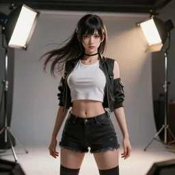 anime girl, unreal 5, hyperrealistic, realistic, photorealistic, dynamic lighting, highly detailed, cinematic landscape, studio landscape, studio lighting