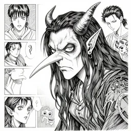 ugly hag with a long hooked nose, pen and ink, intricate line drawings, art by krenzcushart, by yoshitaka amano, kentaro miura, artgerm, wlop,