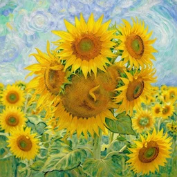 field of sunflowers, vincent van gogh