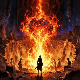 the kiln of the first flame from dark souls 3, infinite fractal tesseract, vibrant, synthwave, highly detailed, cinematic, art by kentaro miura, inio asano, aubrey beardsley, kubrick