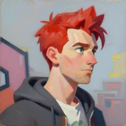 greg manchess portrait painting of cipher vernades as overwatch character, red hair, medium shot, asymmetrical, profile picture, organic painting, sunny day, matte painting, bold shapes, hard edges, street art, trending on artstation, by huang guangjian, gil elvgren, ruan jia, greg rutkowski, gaston bussiere