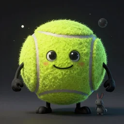 a tennis ball monster, tennis ball, dark, chalky, rabbit, digital art, fantasy, magic, trending on artstation, ultra detailed, professional illustration by Basil Gogos