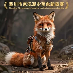 a cute foxposing in a steampunk outfit