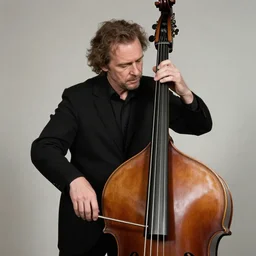 a bass player in the style of carl larsson