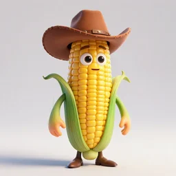 john cornyn as a pixar character with a corn on the cob body and cowboy hat, 3 d, octane render, n 6