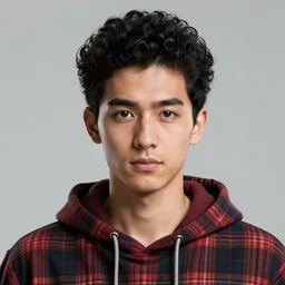 highly detailed portrait of a sewer punk guy worker, thirties, black hair, brown eyes, tartan hoody, short curly hair by atey ghailan, by greg rutkowski, by greg tocchini, by james gilleard, by joe fenton, by kaethe butcher, gradient blue, brown, light blue and white color scheme,