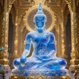 translucent astral guardian, hindu blue thai buddha, golden hyperspace palace, wadim kashin, artgerm, xf iq 4, f / 1. 4, iso 2 0 0, 1 / 1 6 0 s, 8 k, raw, featured in artstation, octane render, cinematic, elegant, intricate, 8 k