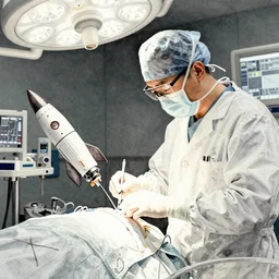 doctor performing surgery on a rocket, monochrome watercolor painting