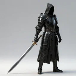 black swordsman covered in black armor and carrying a two-meter sword, high detail, photorealism, concept art octane render, 8k, zoom