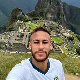selfie of neymar in front of machu picchu