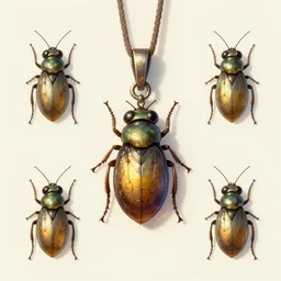 concept art of small insect pendant, fantasy illustration, trending on artstation, symmetry