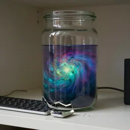 a vivid broken keyboard neatly fits inside large boron glass storage jar, lying forgotten on the shelf in SCP foundation. Secure, Contain, Protect, iridescent nebula inside a glass cylinder safely contained, eerie nostalgic concept art, by James Gurney and Simon Stalenhag and Greg Rutkowski, hyperdetailed SCP artifact jar, macroshot, trending on ArtStationHQ, 8k