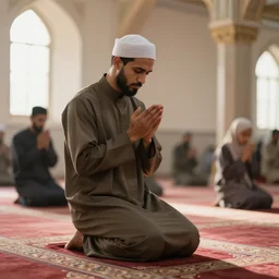 muslim praying in the day of judgement 4 k quality super realistic