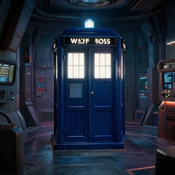 interior of tardis in cyberpunk style
