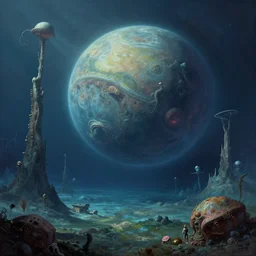 Underwater alien planet landscape by John Harris, Federico Pelat, Ivan Aivazovsky, Matte Painting, 4k,