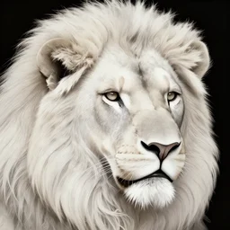 digital painting of the head of a Nihonga stylized albino lion, intricate detail, magnificent award winning artwork, patterns