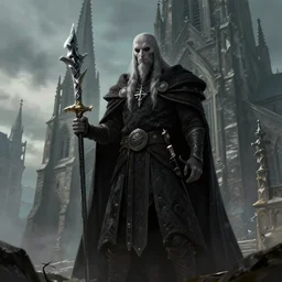 Euronymous standing near the church, digital art