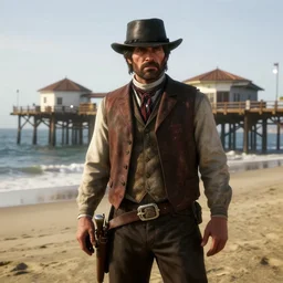 arther morgan from red dead redemption 2 in los angeles pier