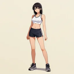 pretty anime woman wearing sports clothes, fullbody art, drawn by WLOP, trending on artstation, one character only