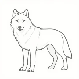 professional digital art of a full-body outline of a wolf, extremely simple, no color, high quality, HD, 8K,