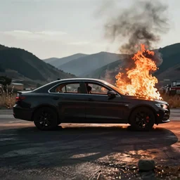 the car's on fire and there's no one at the wheel