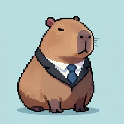 32 bits pixel art of a capybara in a suit
